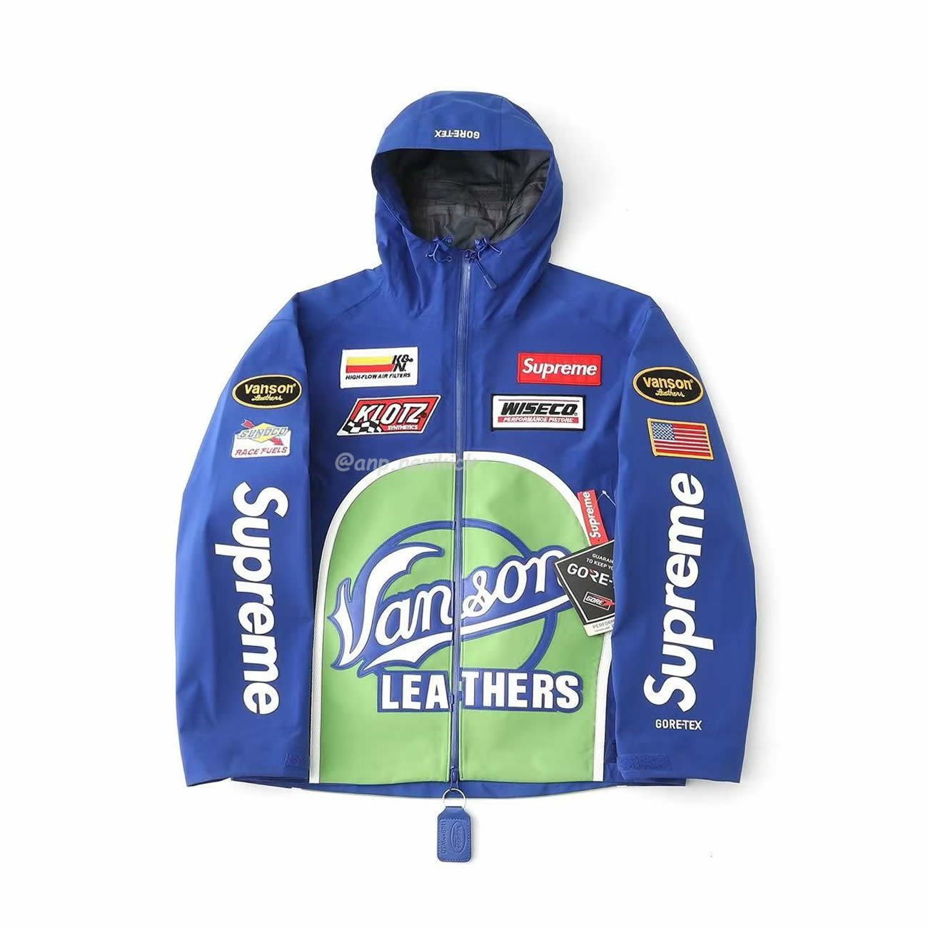 Supreme Vanson Leathers Gore Tex Shell Jacket Black Blue White Fw25 (2) - www.newkick.vip